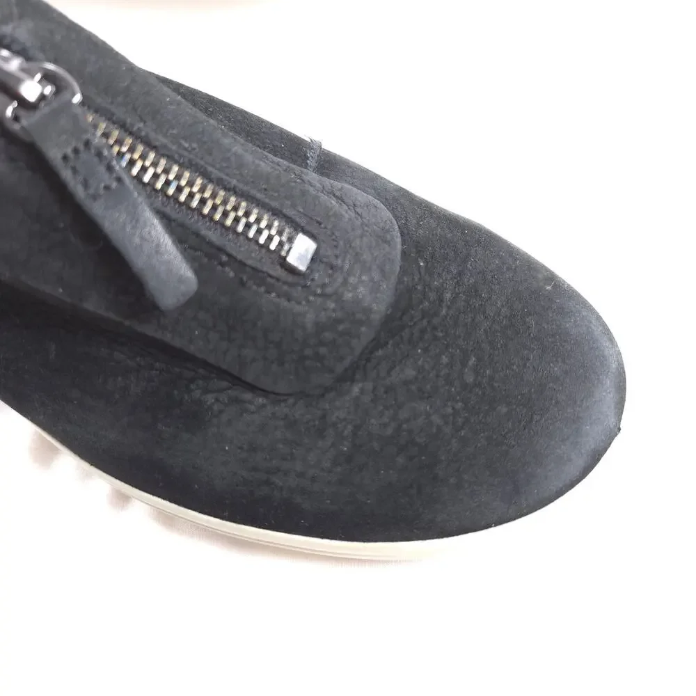 Ecco Casual Top Zip Suede Ankle Boot Womens Size 7 43033312001 Black White